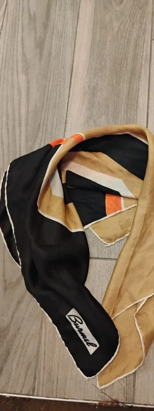 Vintage Burnel Colorblock Abstract Art Silk Neck Scarf OS